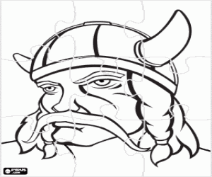 Coloriage Puzzle de tête de viking