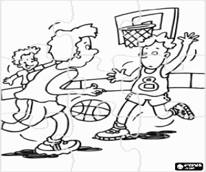 Coloriage Puzzle de un jeu de basket-ball
