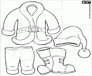 Coloriage Puzzle de vêtements du père Noël