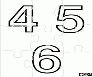 Coloriage Puzzle des numéros 4, 5 et 6