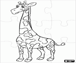 Coloriage Puzzle d'une girafe
