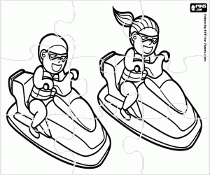 Coloriage Puzzle des motos aquatiques