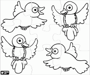 Coloriage Puzzle Oiseaux