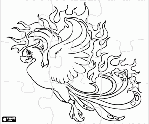 Coloriage Puzzle du Phénix, un oiseau mythique