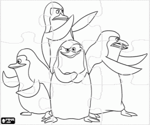 Coloriage Puzzle Les Pingouins de Madagascar