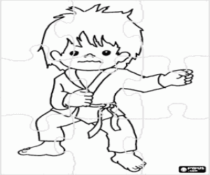 Coloriage Puzzle d'un enfant de Karaté
