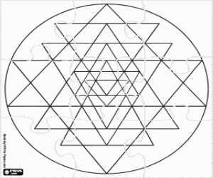 Coloriage Puzzle d'un mandala avec triangles