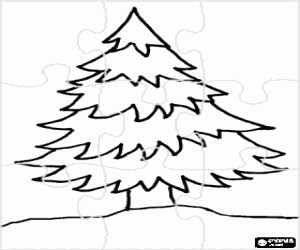 Coloriage Puzzle d'un sapin de Noël