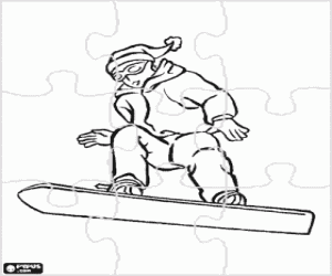 Coloriage Puzzle d'un saut de snowboard