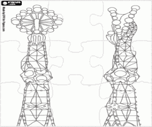 Coloriage Puzzle d'une tour de la Sagrada Familia