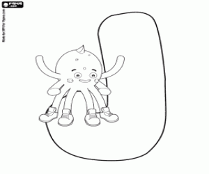 Coloriage Pypus assis sur la lettre J