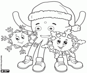 Coloriage Pypus avec chapeau Santa et cristaux de glace