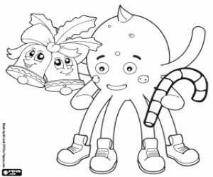 Coloriage Pypus avec cloches et un bonbon