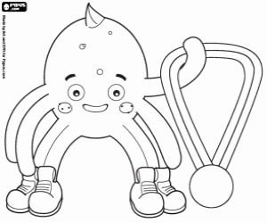 Coloriage Pypus avec la médaille vainqueur