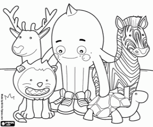 Coloriage Pypus avec les animaux