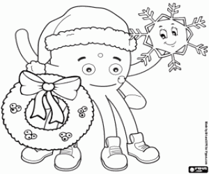 Coloriage Pypus avec ornements de Noël