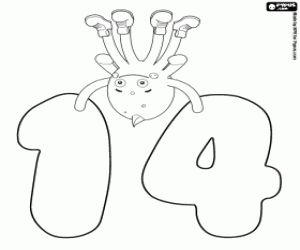 Coloriage Pypus dessus le numéro quatorze