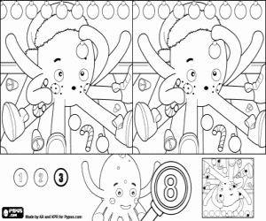 Coloriage Pypus et Noël, un jeu difficile