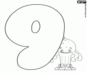 Coloriage Pypus et le numéro neuf