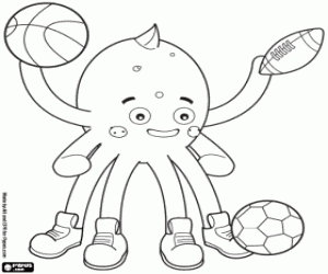Coloriage Pypus la pieuvre aime sport