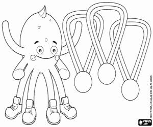 Coloriage Pypus la pieuvre avec trois médailles