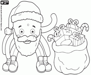 Coloriage Pypus père Noël et les cadeaux