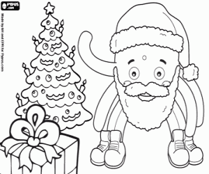 Coloriage Pypus Père Noël et sapin de Noël