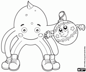Coloriage Pypus et une boule de Noël