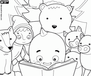 Coloriage Pypus à la lecture de contes pour enfants