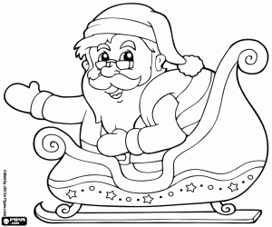 Coloriage Père Noël assis dans le traîneau