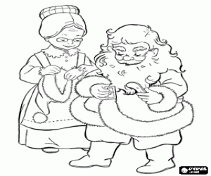 Coloriage Père Noël et sa femme