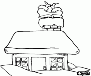Coloriage Père Noël à l'intérieur de la cheminée