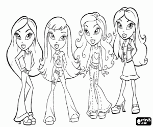 Coloriage Quatre jeunes filles Bratz
