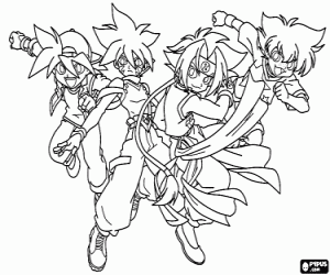 Coloriage Quatre personnages de Beyblade