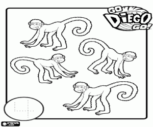 Coloriage Les quatre singes de Diego
