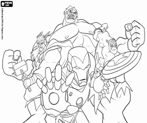 Coloriage Quatre superhéros de Avengers