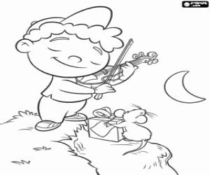 Coloriage Quincy joue du violon