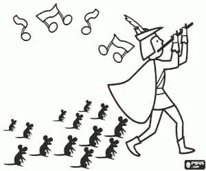 Coloriage Les rats après le joueur de flûte