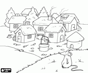 Coloriage Les rats dans le village de Hamelin