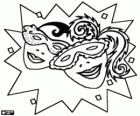 Deux têtes avec des masques de carnaval