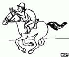 Equitation - Cheval au galop avec le jockey