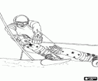 Un skieur de compétition de slalom
