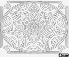 Mandala avec des cercles en forme d'étoile ou des fleurs dans un carré