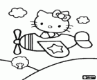 Hello Kitty volant dans un petit avion