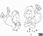 Caillou jouant aux billes avec son amie Sarah