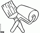 Outils du peintre de murs - Brosse et rouleau