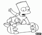Bart Simpson à la baisse de la planche à roulettes ou le skateboard