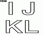Lettres majuscules  I, J, K et L