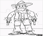 Puzzle de cowboy tueur armé de deux revolvers prêts pour un duel