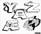 Puzzle de lettres Y, Z et d'autres avec des dessins amusants